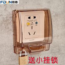 Waterproof box with padlock socket IP55 rainstorm outdoor power cover 86 type bathroom Bath switch splash box