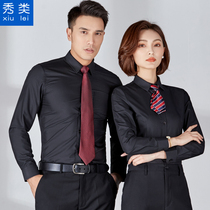 Modal cotton black shirt mens long-sleeved formal wear professional wear mens and womens same overalls 4S shop bank tooling clothes