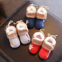 Baby toddler shoes 0-1 year old 3 winter Velcro newborn baby cotton shoes 6-9-12 months keep warm and young shoes