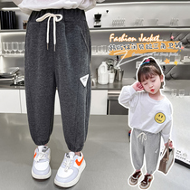 Bala Orange Girl Casual Pants 2022 Spring Autumn New Childrens Pants Small And Medium Children Long Pants External Wearing Tide