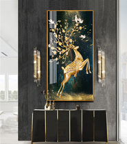 Running elk Nordic Crystal porcelain decorative painting modern simple light luxury atmosphere porch corridor vertical hanging painting