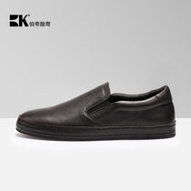 BK Bury Cool Chic Casual Shoes Spring Han Edition Genuine Leather Male Lefu Shoe Cover Feet Casual Leather Shoes Board Shoes Soft Single Shoes