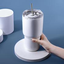 Double layer 304 stainless steel water cup Car thermos cup Large capacity cup with lid cup Drinking straw Handy cup