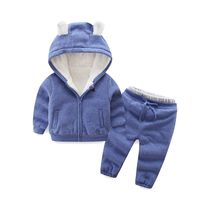 Male and female baby Cavet Thickened Clothing Suit Children Two Sets 2 Autumn Winter Suits 3-6 Children Leisure Suit Tide