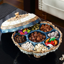 European-style diamond-encrusted dried fruit plate grid with lid Home decoration American living room coffee table multi-grid candy box nut plate