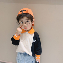 Boys polo shirt foreign children pullover top 2021 new spring dress Korean version of male baby color long sleeve T-shirt