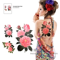 Waterproof tattoo sticker colorful flower and grass series with back picture fresh and elegant pink big peony flower back patch M