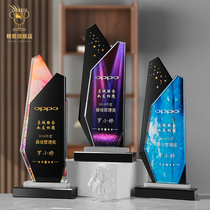 Color printing crystal trophy custom-made high-end creative trophy medal lettering glass excellent employee competition memorial