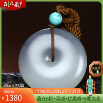 Small boutique ash and green buckle pendant jade Peugrun jade edge Xinjiang and Tian jade pendant jade pendant jade pendant 30g