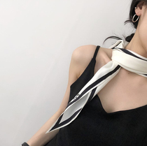 chic Korean small silk scarf women versatile small scarf spring summer and autumn style simple geometric decorative diamond hair band