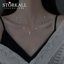 925 sterling silver clover necklace female 2021 New cold wind choker personality long tassel neck chain tide