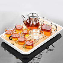  Transparent glass tea set set household simple modern Japanese Kung Fu tea cup High temperature resistant black tea drinking tea brewing tea pot