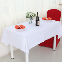 Custom tablecloth fabric cotton linen blend pure white dining cloth modern simple rectangular home dormitory desk students