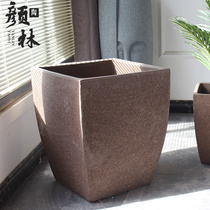 Square bottom-bottom flower pot coarse pottery large size landscape flower pot large yard flower pot planting tree basin type tree thickened and breathable purple sand basin