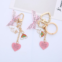 ins girl heart bow Jade Gui dog rabbit keychain big ear dog love airpods pendant car cute chain