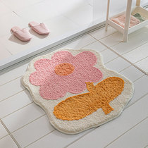 (Bathroom floor mat) cute pink flower absorbent carpet toilet door toilet non-slip mat door mat
