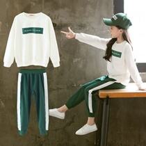 Girls wide-legged pants set 10 ten 11 sports clothes two-piece set 12 big childrens womens autumn clothes 13 little girl 15 years old