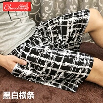  2019 summer mulberry cotton silk shorts mens loose plus fat plus size pants Silk cotton home pants pajamas bag