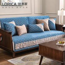 Painting fan zhen velvet curry color plush sofa cushion winter mahogany sofa cover new Chinese non-slip padded cushion