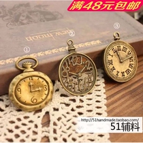 Antique Small Things Clock Styling Hanging Pendant Zipper Head Piece Accessories Handmade Cloth Art DIY Bags Accessories Accessories