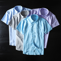 Bamboo hemp vertical feeling free hot foreign trade export tail single cut label cattle goods mens short-sleeved shirt thin fashion casual shirt