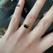 Fulai Island gold ring pure gold 999 gorgeous stacked pillow-shaped diopside ring ancient gold female jewelry