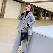 ALIN customized large-scale womens clothing coat temperament clothing canopy coat fat fat short broad leg pants suit