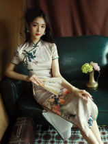 Printed qipao Summer Young Young Girl Retro China China Wind New improved version Fashion sweaters dress Long style