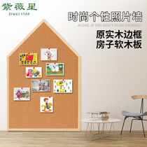 Purple MSI creative house cork board modeling home photo wall Message board Kindergarten theme wall Note board Bulletin board Promotional pushpin board Composite water pine board background wall School office