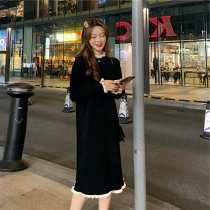 Europe station early autumn new womens clothing 2020 autumn and winter knee-length long dress medium-long base knitted dress female