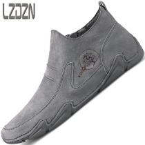 Short Boots Boomers Mens Shoes Middle leather shoes Chelsea High Help Martin boots Bull Gluten Bottom Male Inn Motorsport