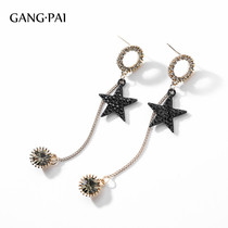 925 silver pin explicit face slim earrings female long style net red earrings Atmospheric Korea Personality 100 lap net red earbuds