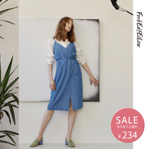 Forbedfellow Denim Dress Skirt Woman Summer Harness Sleeping Skirt Superior sensations Home Exterior Wear Holiday Dress