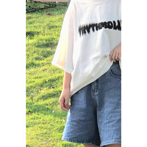 Denim Shorts Womens Summer 2022 New Design Sensation High Waist 5 Points Mid Pants Loose Broadleg Slim 50% Pants