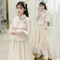 Sister group bridesmaid dress 2019 new autumn Chinese style Chinese style fairy thin and long Hanfu modified dress