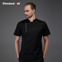 Domilai chef overalls mens short-sleeved kitchen hotel restaurant back kitchen tops breathable custom chef clothes for summer