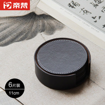 Imperial Vatican Coaster Heat Insulation Mat Bowl Pad Round Leather Thickened Business Office Black Table Pad Non-slip