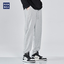 Hanska 2022 Spring Autumn Season New Casual Sports Pants Men Loose Bunch Foot Tide Cards Big Code Grey Sweatpants Man