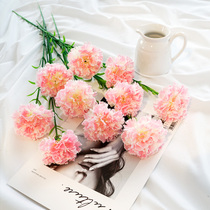 Carnation simulation bouquet Fake flower decoration silk flower Living room dry floral table flower decoration Holiday bouquet single