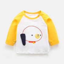  Hot sale spring new childrens pure cotton boys and girls baby bottoming shirt inner t-shirt long-sleeved round neck top guard