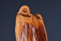 Cliff wood carving ornaments crafts to attract wealth Maitreya Buddha hand-carved