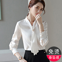 Celebrity fashion high-end streamer shirt womens 2022 spring and autumn new Korean version all-match professional OL non-iron white shirt