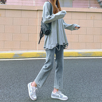 Light colored straight jeans womens spring and autumn 2021 New High waist slim Joker Hong Kong flavor loose pipe pants