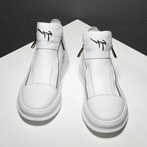 European Standing Tide Cards High Bunch Shoes White Genuine Leather Autumn Winter New Casual Little White Shoes Han Edition 100 Hitch High Bony Mens Board Shoes