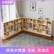 Solid wood Childrens bookshelves Shelf Living room Landing Kindergarten Dwarf Bookcase Simple Table Shelf Pine Wood Custom