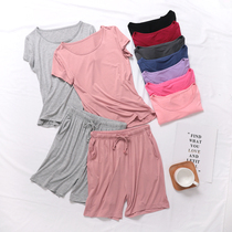 Modal pajamas womens short-sleeved shorts suit Two-piece home wear loose large size summer thin section can be worn outside