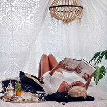 Rajasthan Cutwork Tapestry India hand patchwork plain white hollow bed cover Tapestry curtain