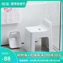 Frost Mountain Japan Imported Plastic Stool Backrest Short Stool Bathroom Bath Stool Non-slip Water Scoop Water Scoop can hang water basin