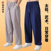 Chaowu Taiji clothing spring linen Taiji pants men and women breathable cotton and hemp pants lantern pants Taijiquan clothing