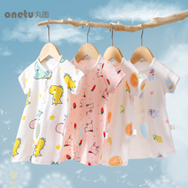 Baby jumpsuit summer thin short sleeve summer clothes baby Summer clothes male freshmen ha cotton pajamas Spring